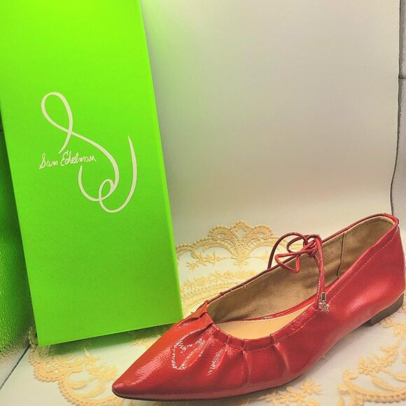 The Bright Red Sam Edelman Bri Tie Flat - Picture 1 of 4